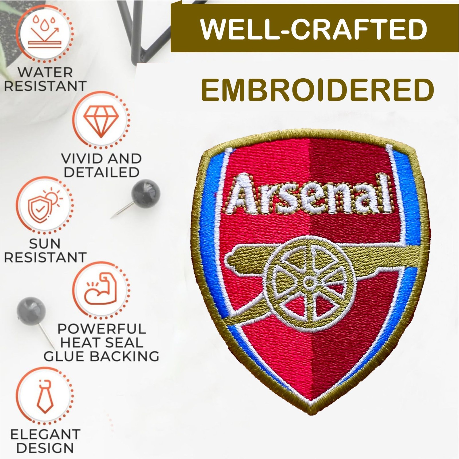 Arsenal FC Logo Iron On Patch - Sew Patch - Embroidered Patch