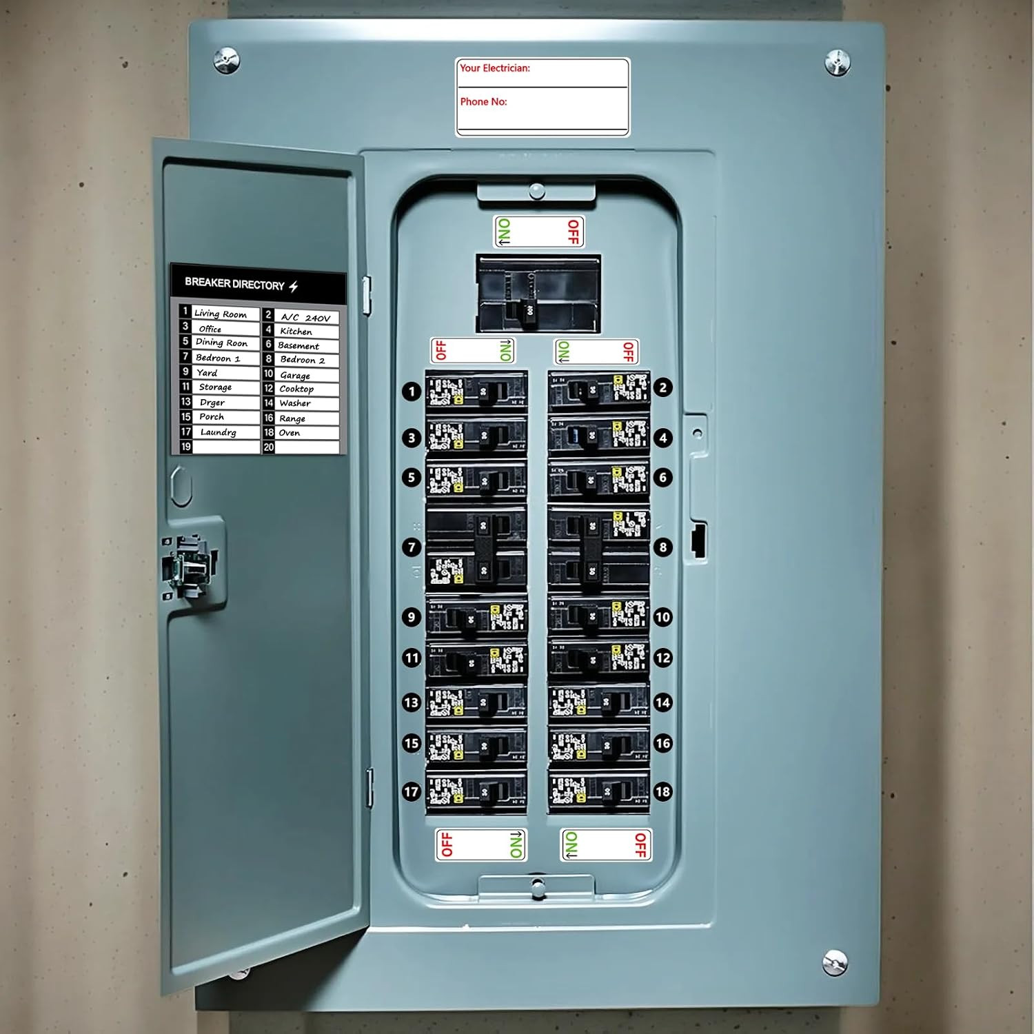 Electrical Panel Labels Kit – 48 Circuit Breaker Stickers, Premium Waterproof