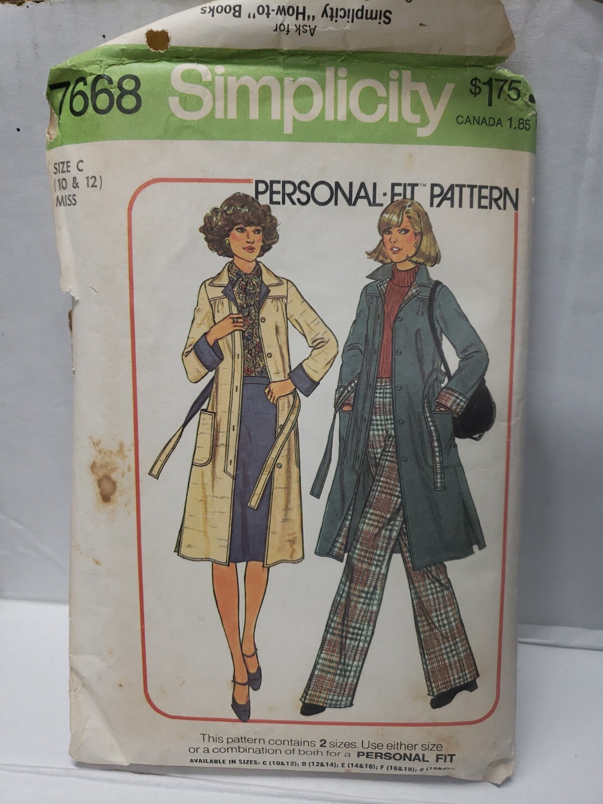Simplicity Sewing Pattern #7668 Sz 10/12 Misses Coat Skirt Pants -Cut Complete-