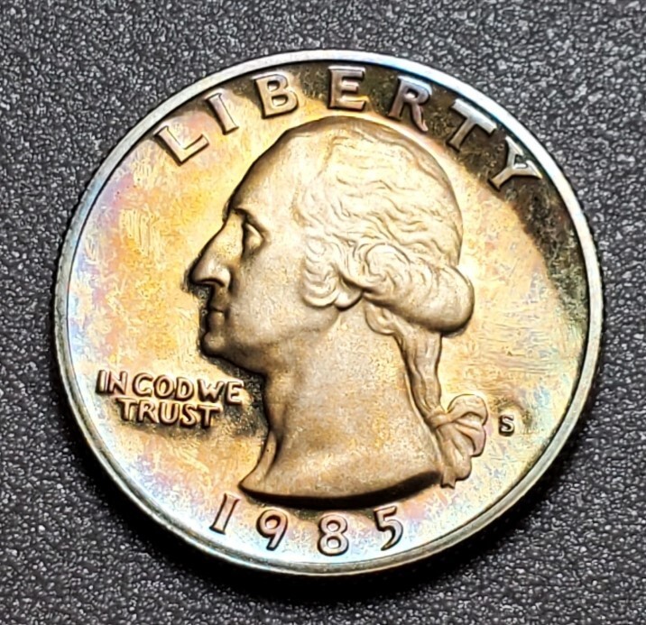 TONED 1985 S WASHINGTON QUARTER PROOF UNC #P479