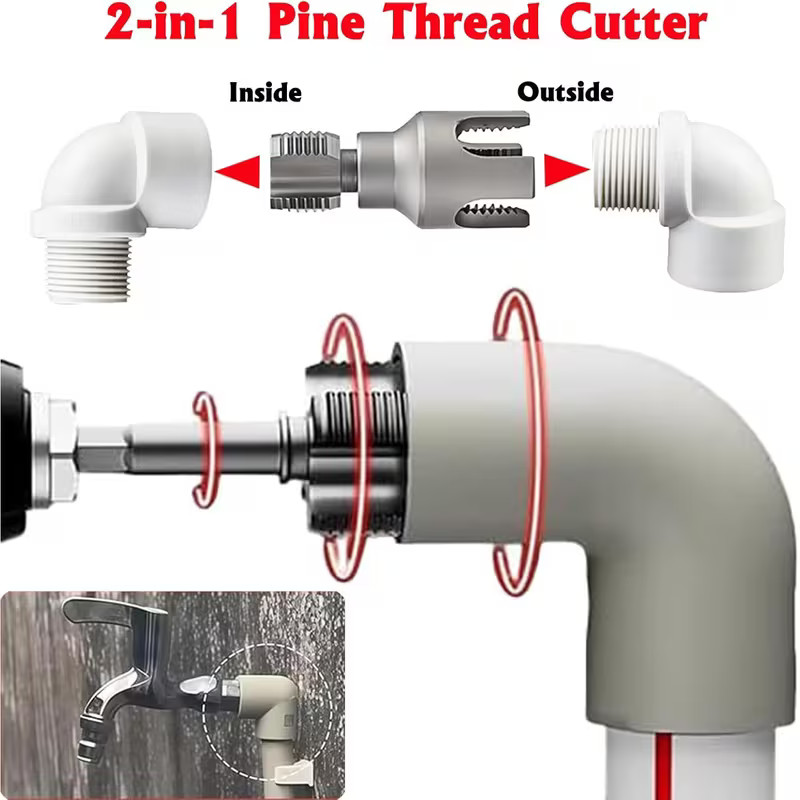 2x PVC Pipe Threader Kit - Dual-Function Internal & External Pipe Threading Tool