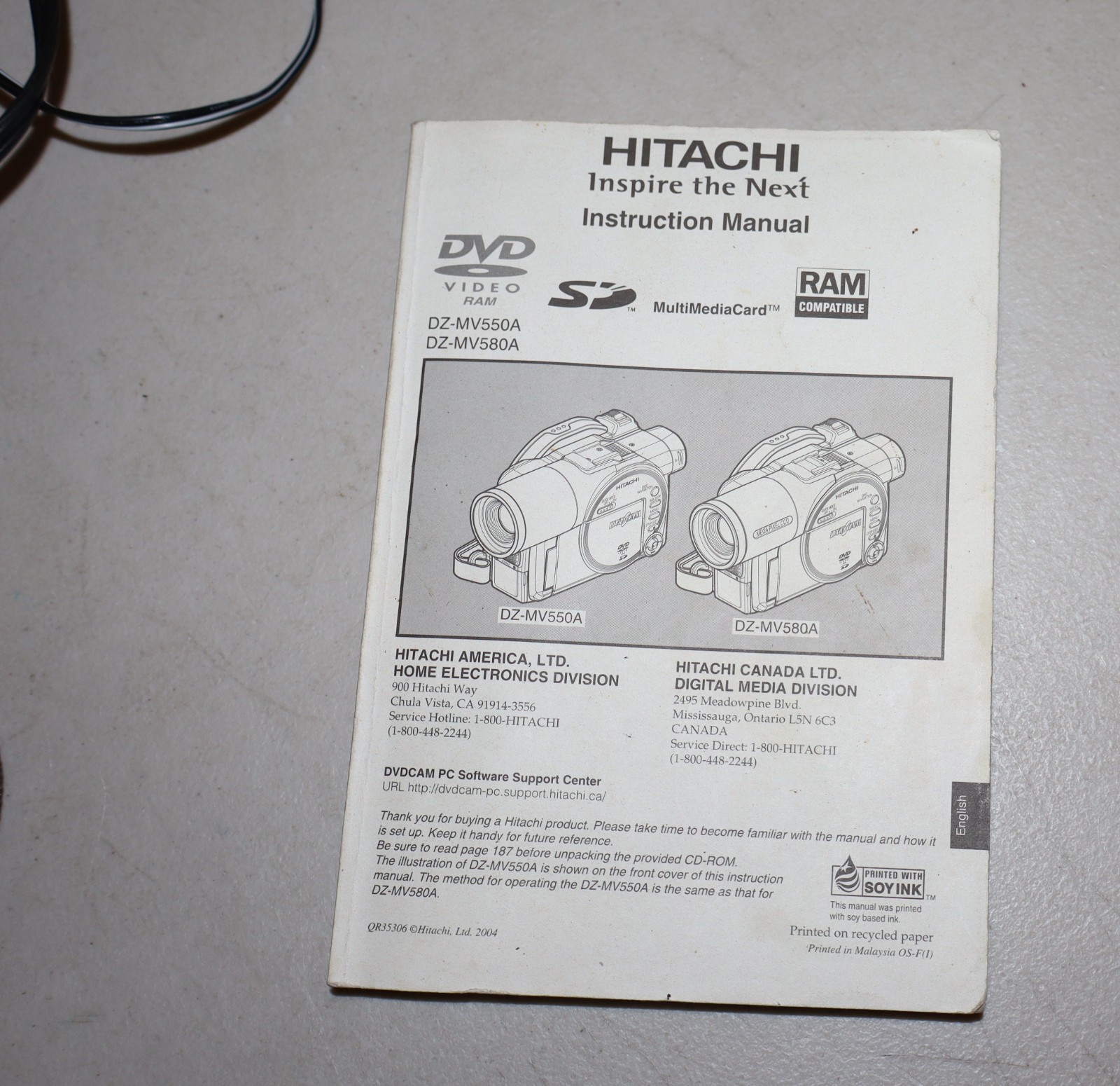 Hitachi DVD Camcorder DZ-MV550A – Bundle – Works
