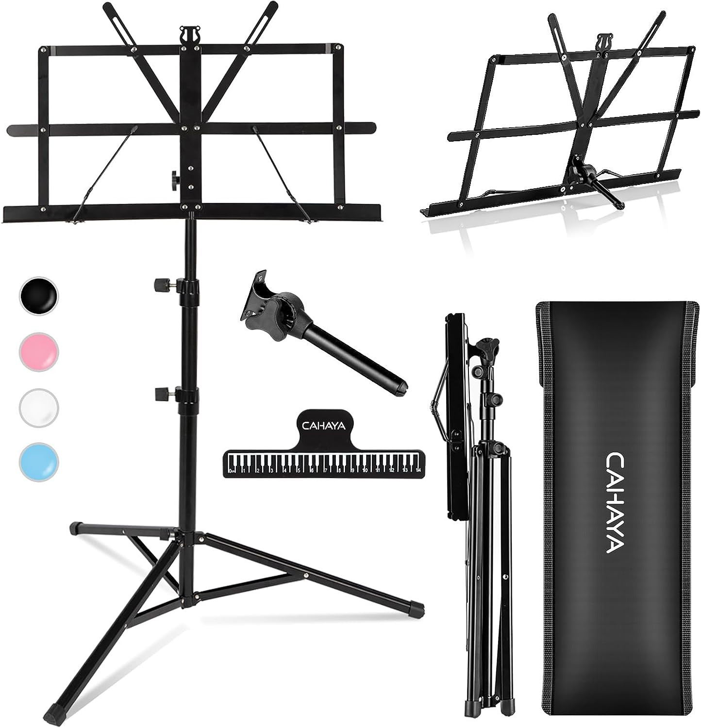 Portable Sheet Music Stand: Dual Use Desktop Book Holder Folding Lightweight Ext