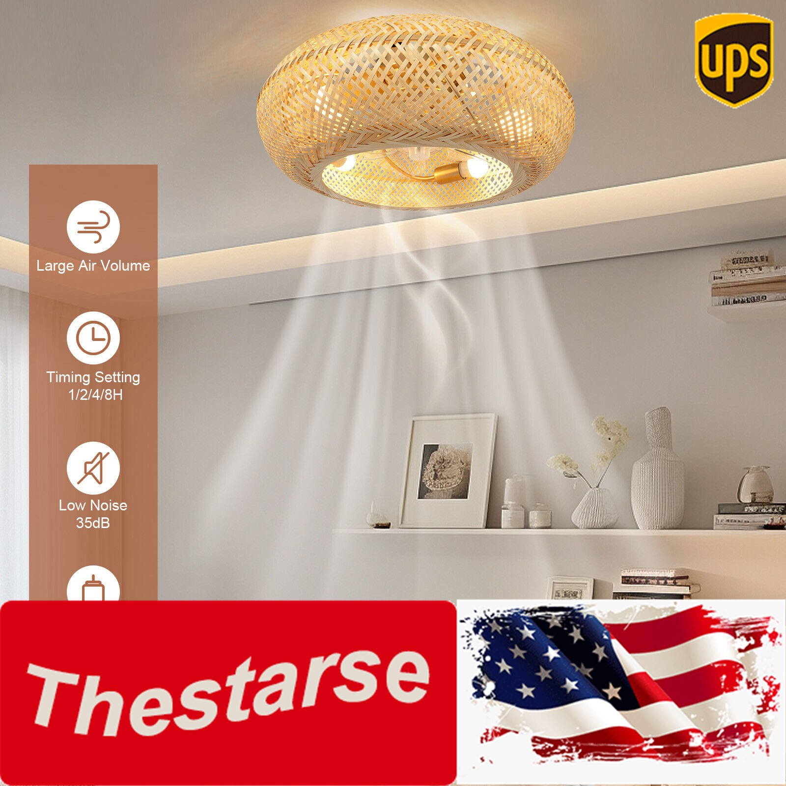 20 Inch Farmhouse Fandelier Caged Ceiling Fan Light Fanlamp +Remote Control