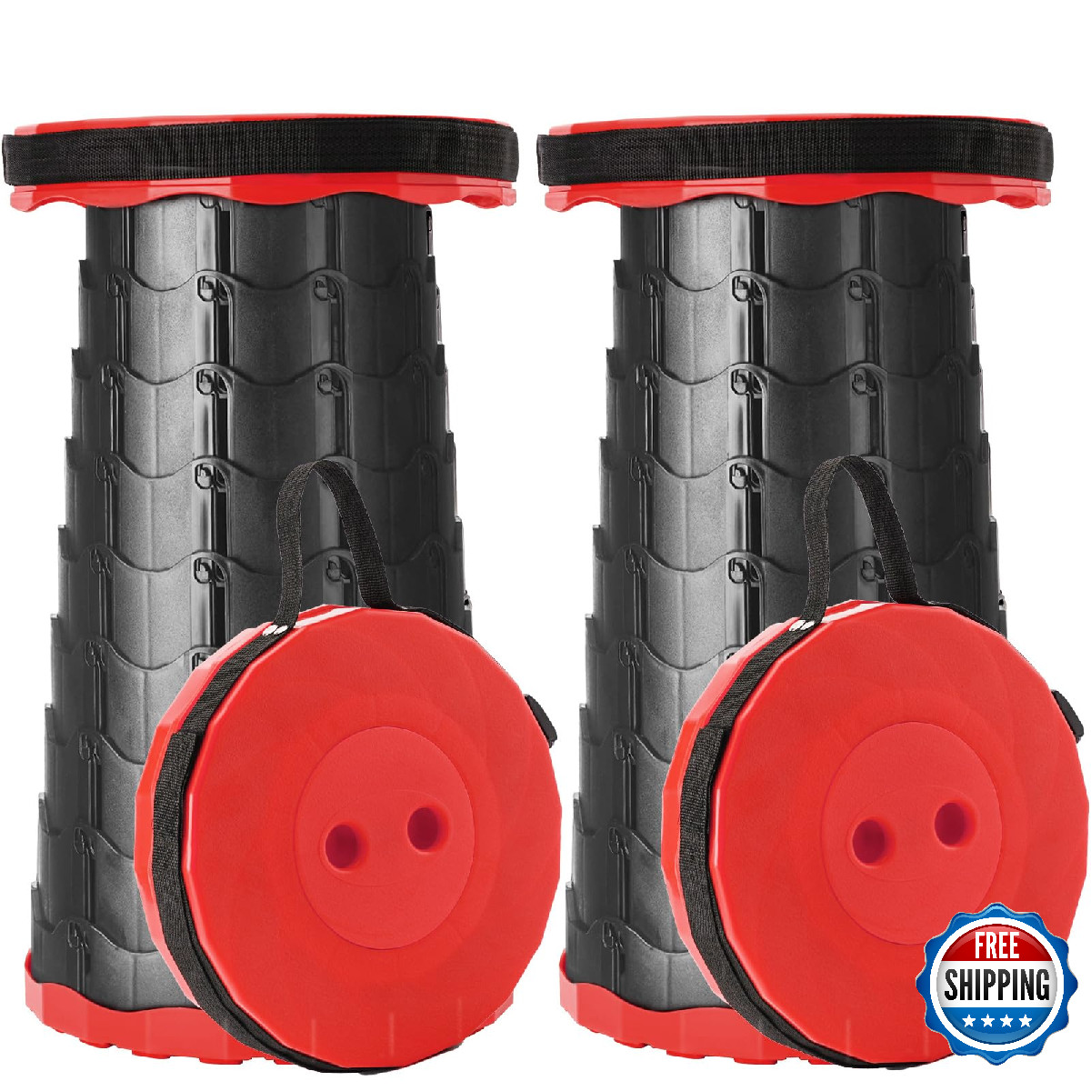Doseno Upgraded Foldable Stool Set of 2, Portable Collapsible, Thickened