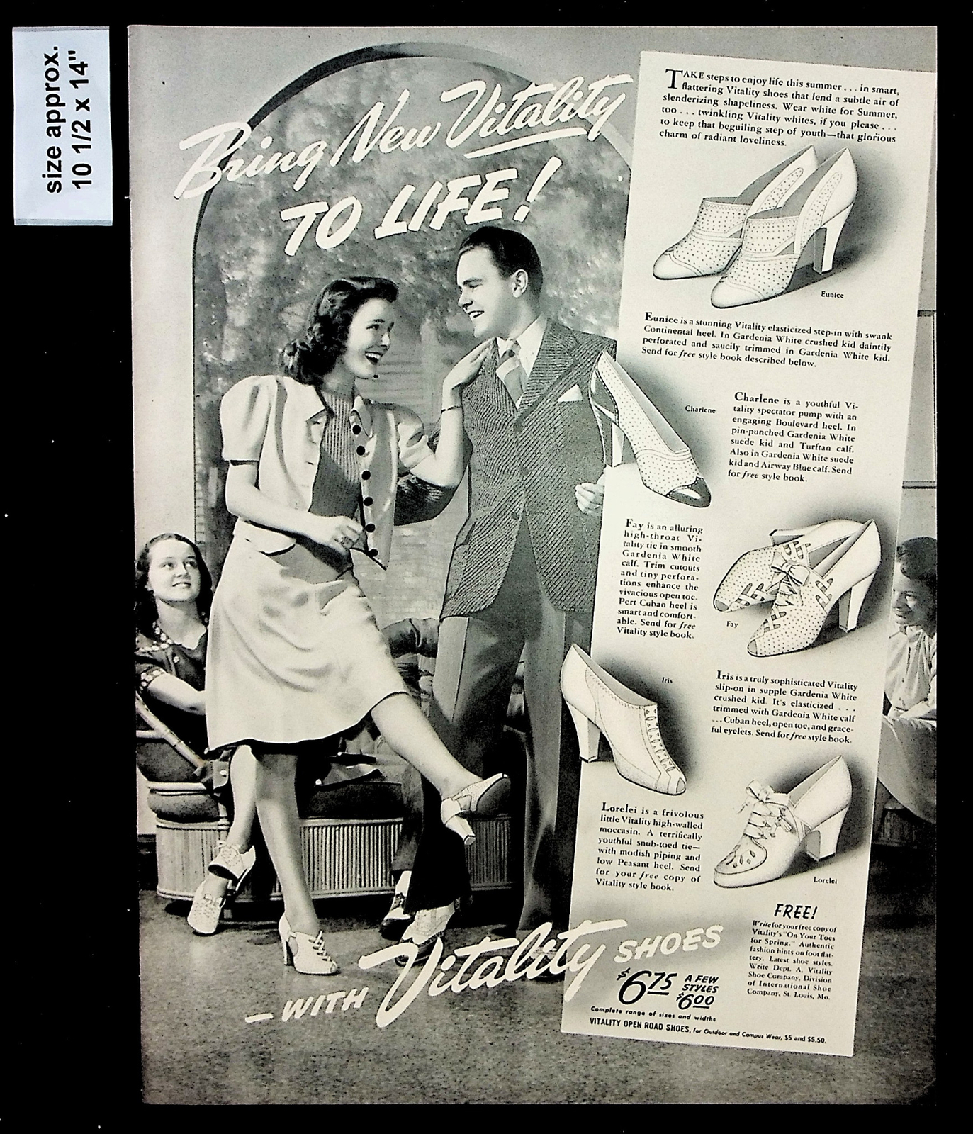 1940 Vitality Shoes Heels Women Fashion Open Road Vintage Print Ad 35848