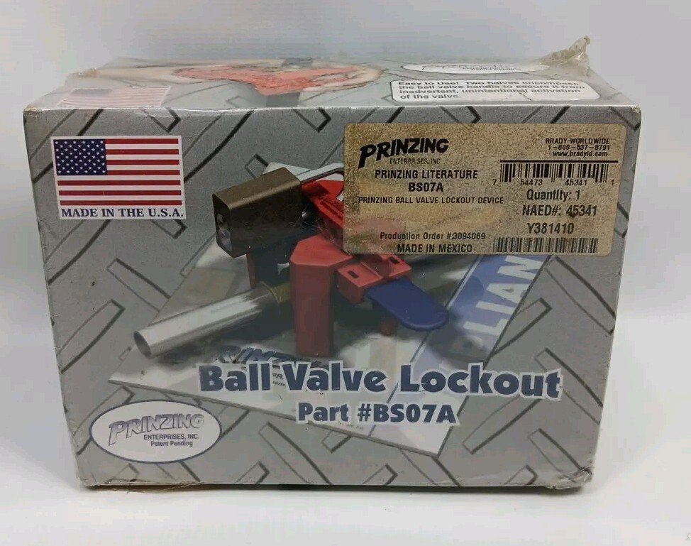Brady Prinzing #BS07A  Ball Valve Lockout Device ,Red , 1/2 To 2-1/2 In. New