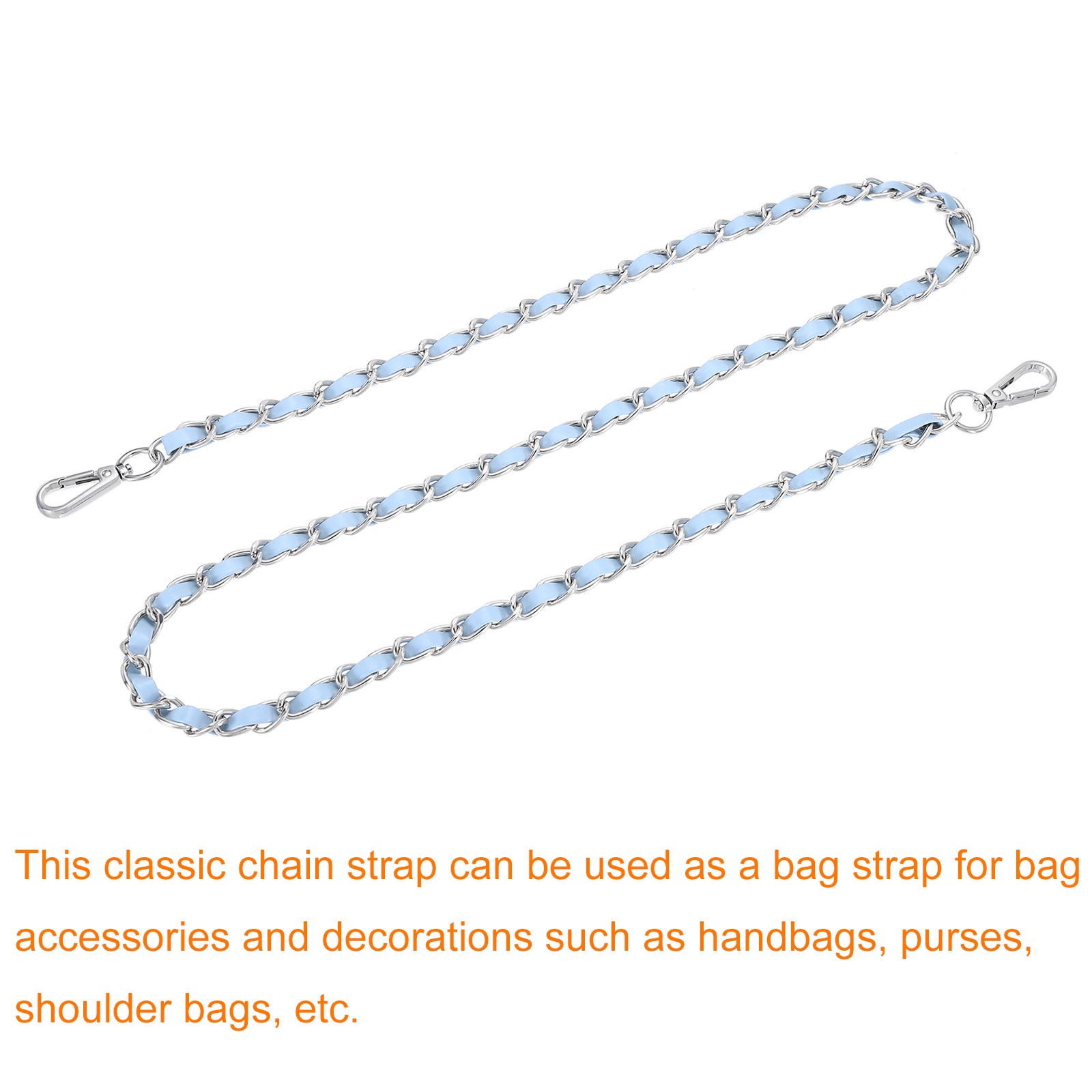 47" Purse Strap with Buckle for Shoulder and Cross Body(Sky Blue+Silver)