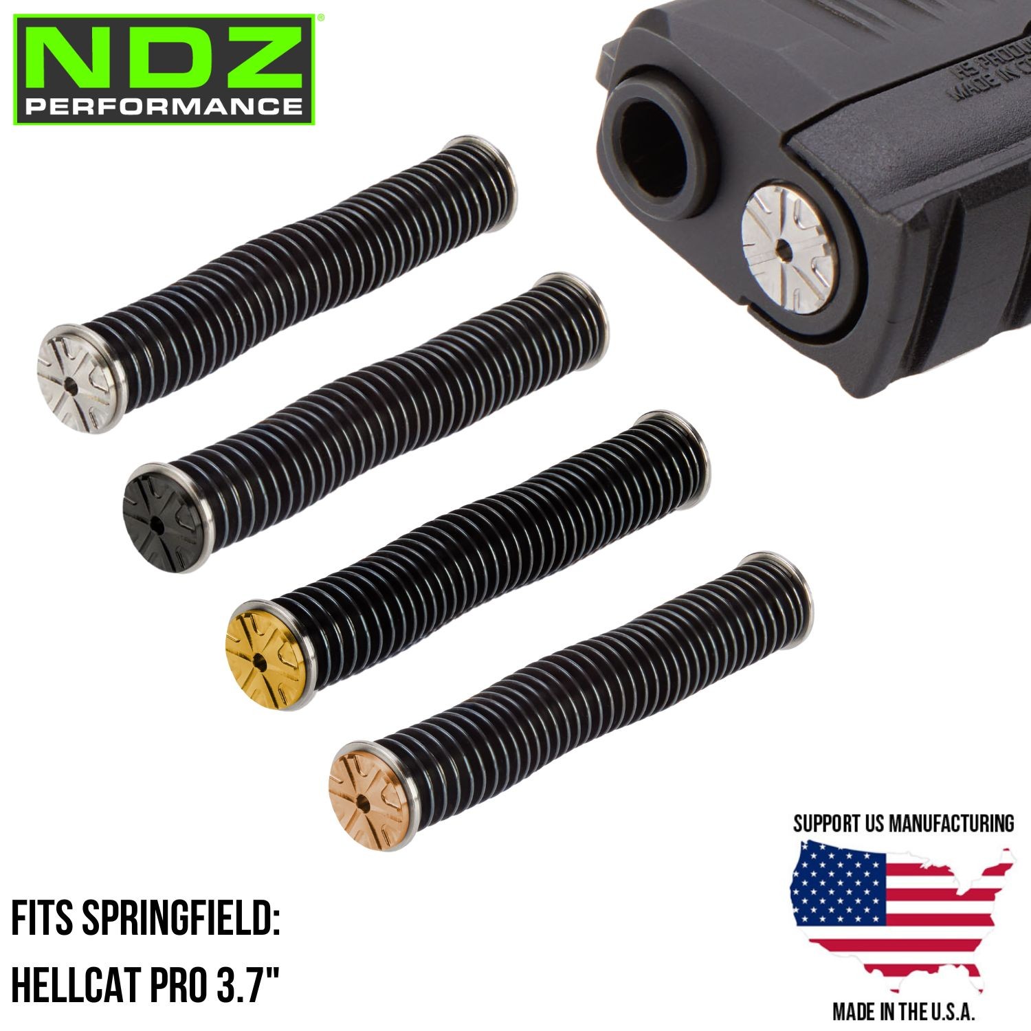 NDZ Springfield Hellcat Pro 3.7" Stainless Steel Guide Rod Assembly ISMI Springs