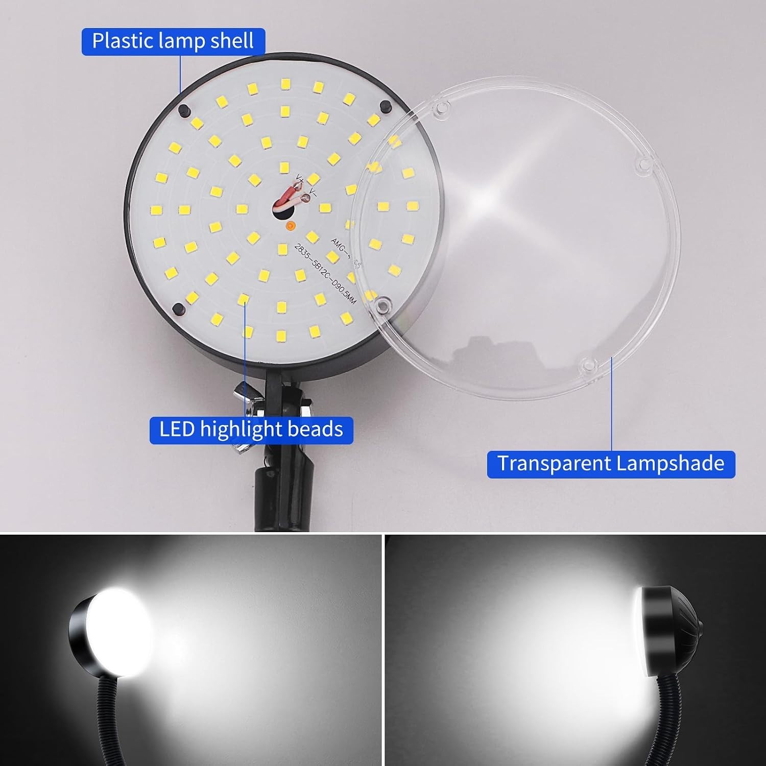 Magnetic Work Light, 2000 Lumens LED Machine Light with 20 in Flexible & Magneti