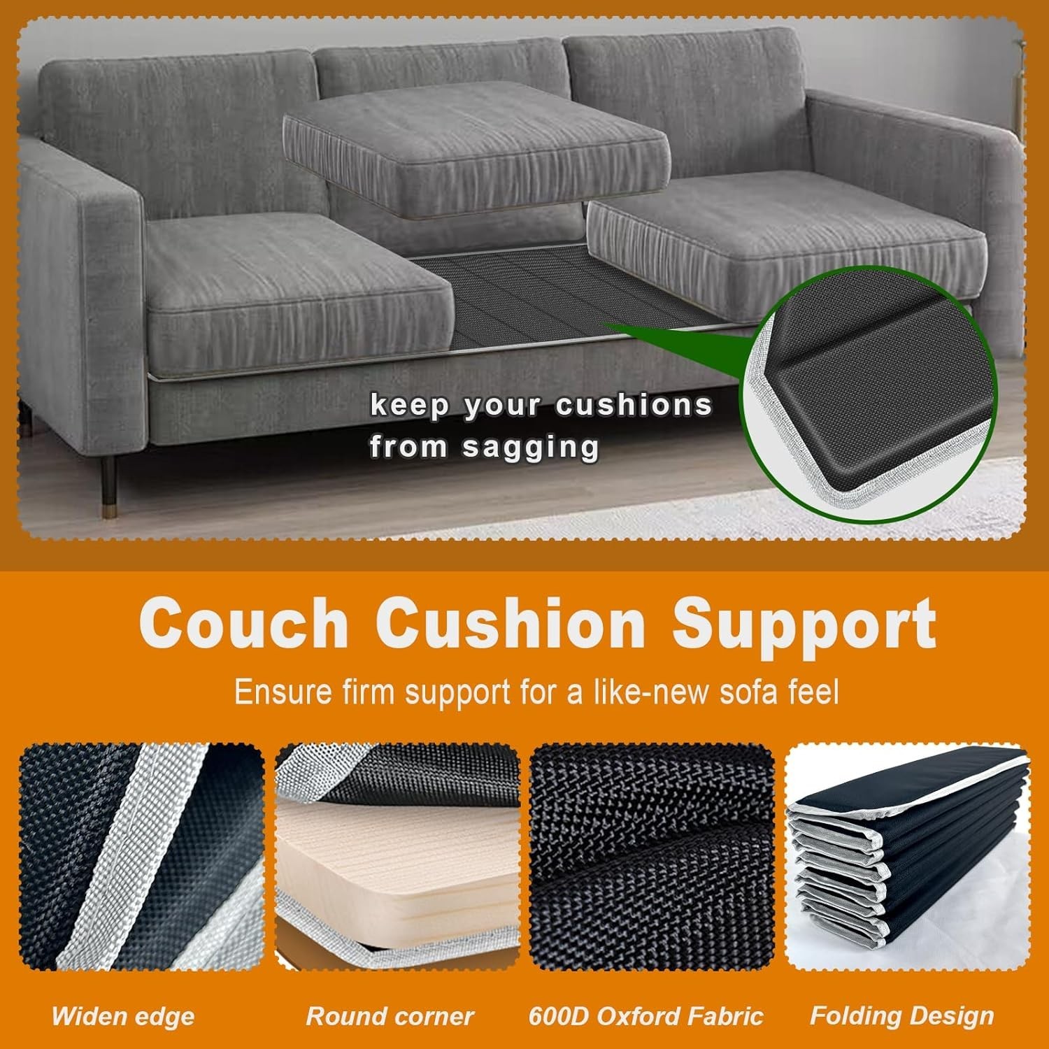 Heavy Duty Couch Cushion Support Board to Fix Sagging Sofas, 17"x66" Sofa, Th...