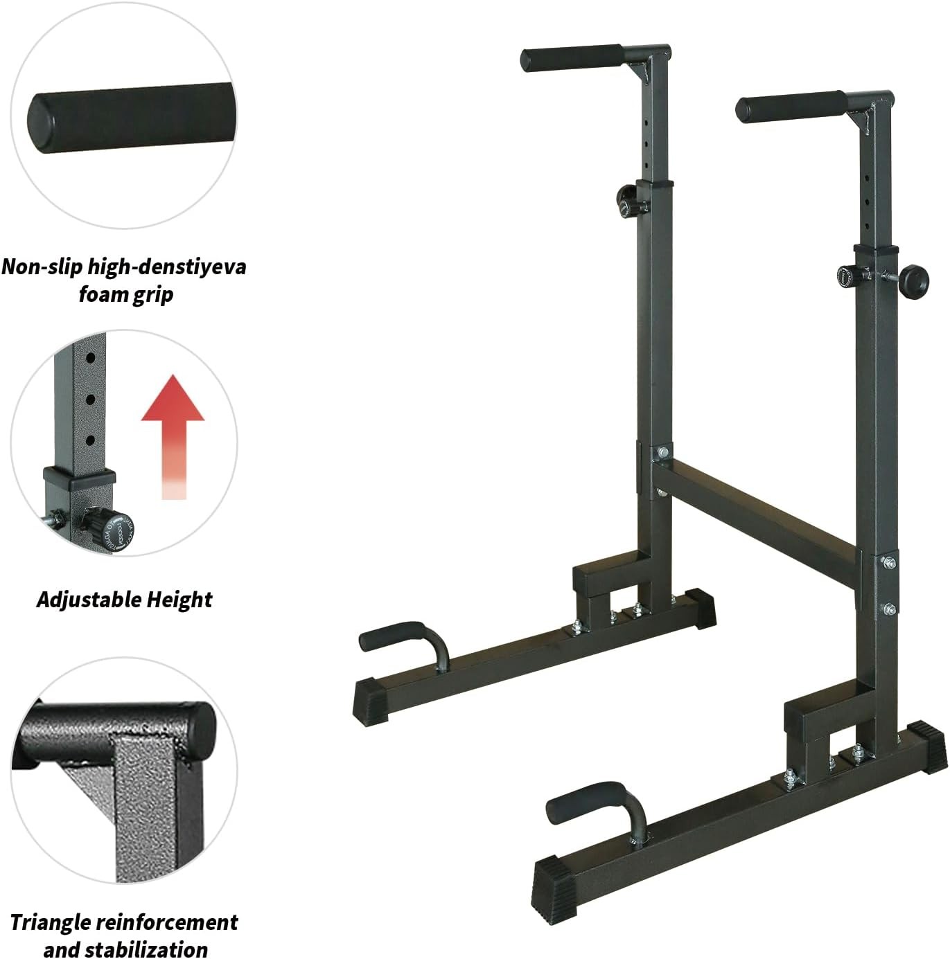 Multifunction Dip Station Pull Up Bar Fullbody Adjustable Height Dip Bar Station
