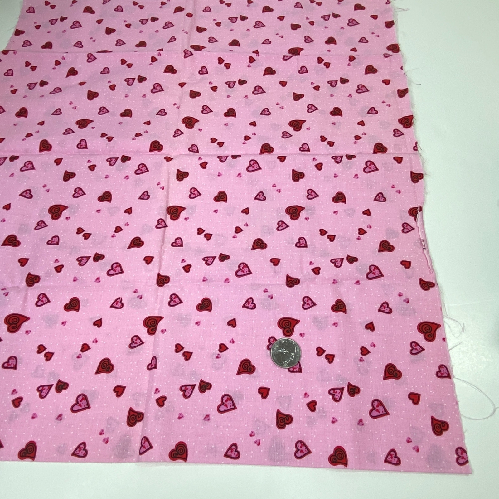 1/2 Yard Cut Quilting Pink Red Heart Collection P&B Textiles Fabric Quilt