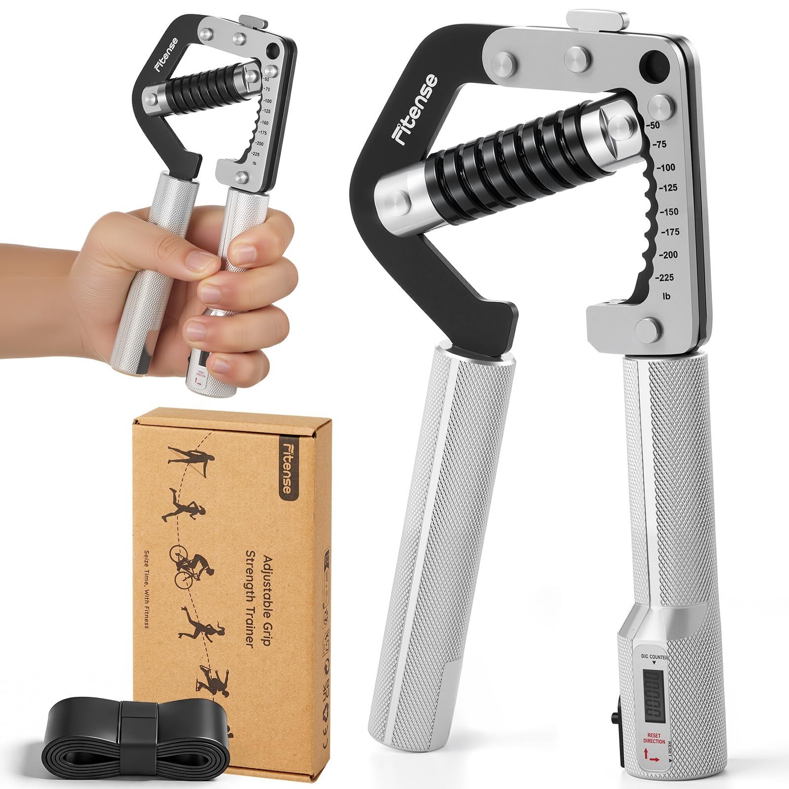 Fitense Grip Strength Trainer - Adjustable Hand Gripper Strengthener 8 Levels...