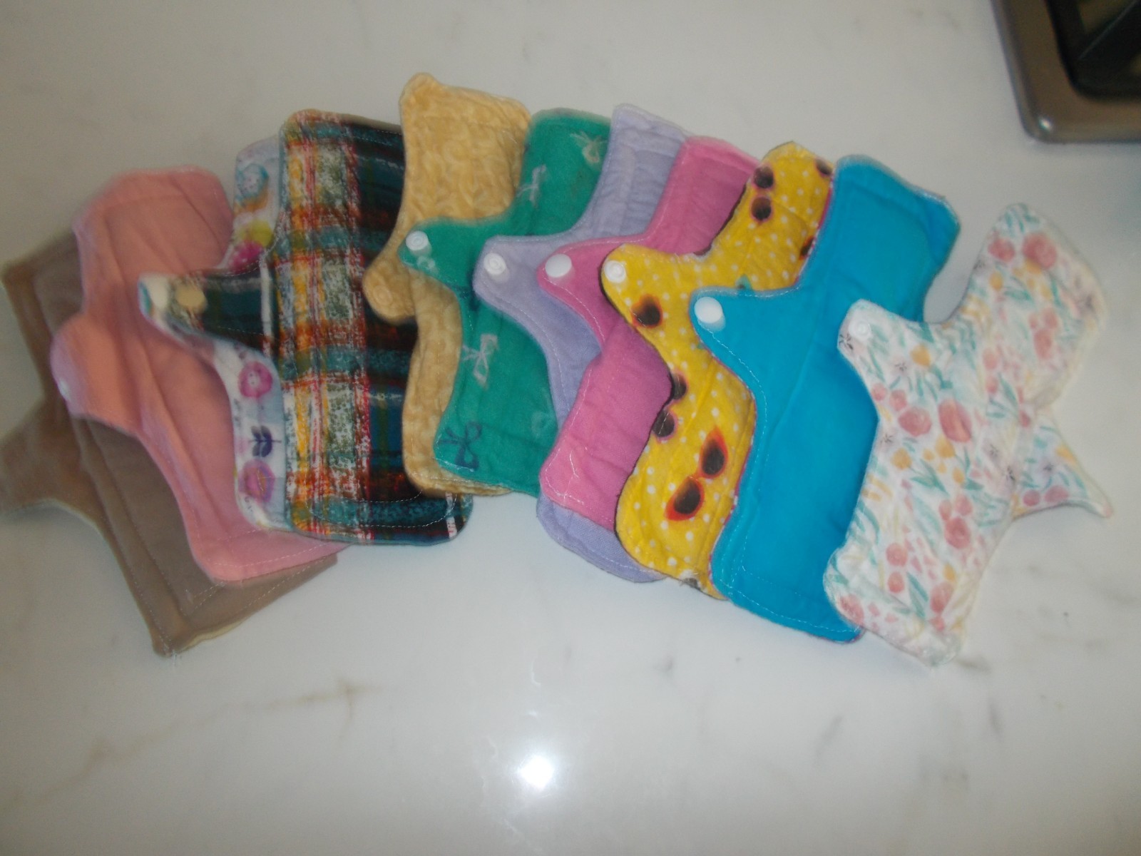 Reusable Cloth Menstrual Pad Panty Liner Pack 10 w. snaps