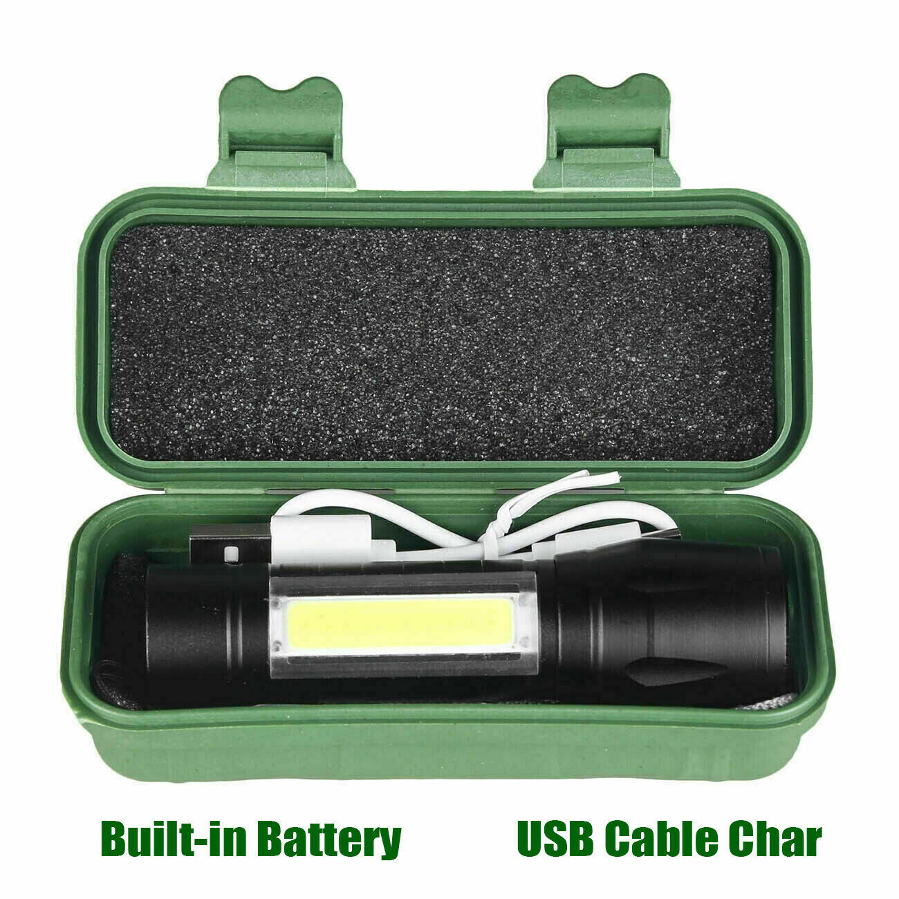 LED Flashlight Tactical Light Super Bright Torch USB Rechargeable COB