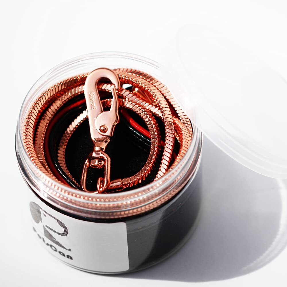 Chew Proof Dog Leash Snake Chain Red Bronze Metal with Leather Handle for Dog...