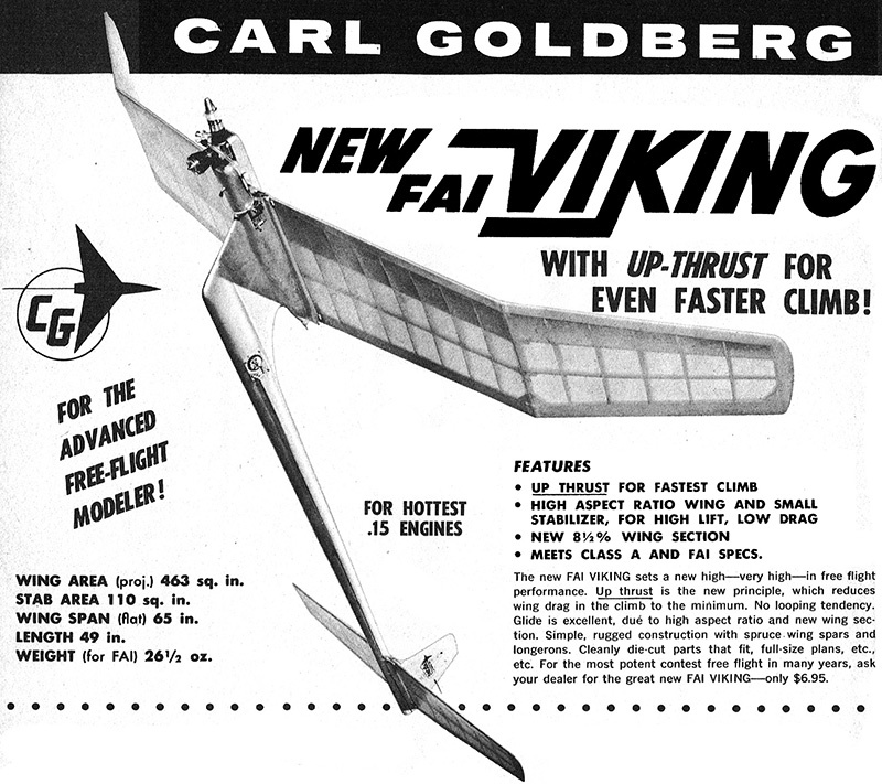 Carl Goldberg Model Airplane Plans (FF): FAI Viking 65" Wingspan for .15