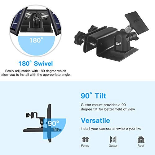 HOLACA Weatherproof Gutter Mount for Ring Solar Panel- Adjustable Black