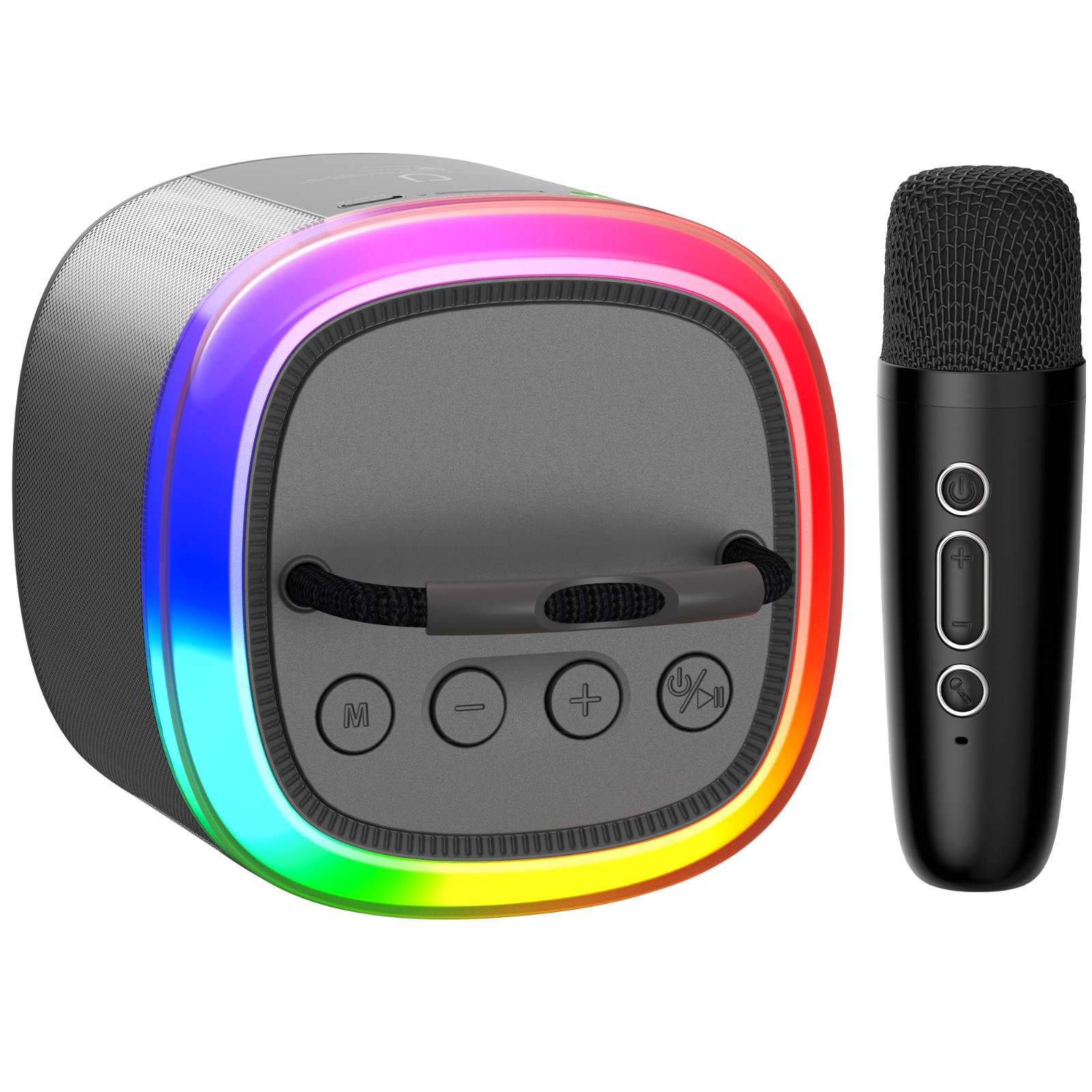 Bluetooth Karaoke Machine w/ 1 Wireless Mics & RGB Lights for Kids Birthday Gift