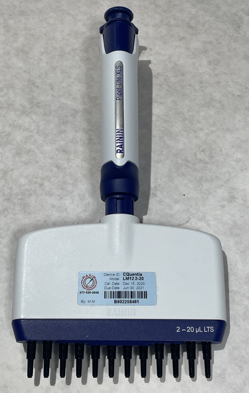 Rainin XLS Pipet Lite Multichannel Pipette, 12 Channel 2-20 μL LTS