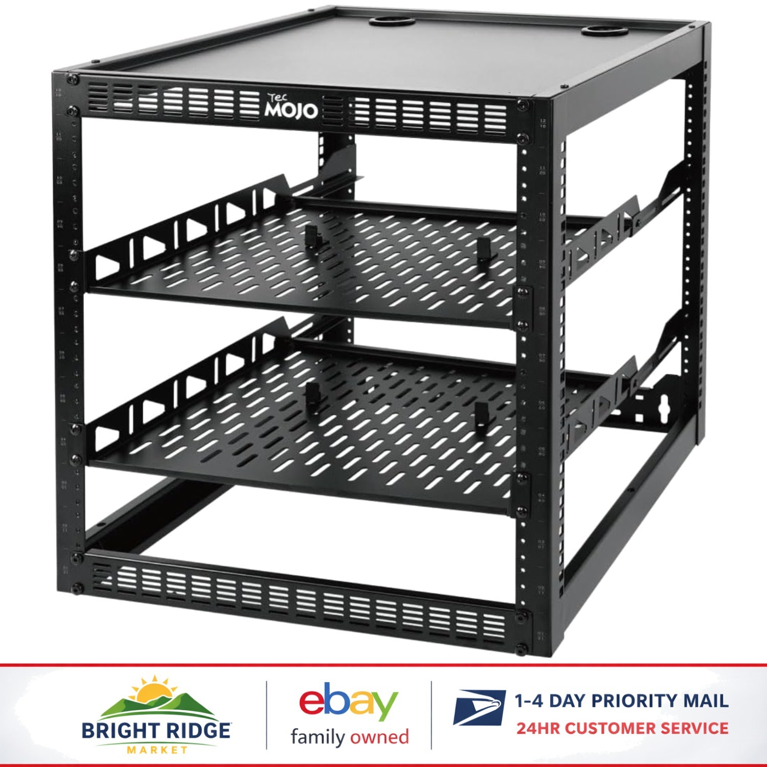 12U Open Frame Network Rack for IT & AV Gear, AV Rack Floor Standing or Wall ...
