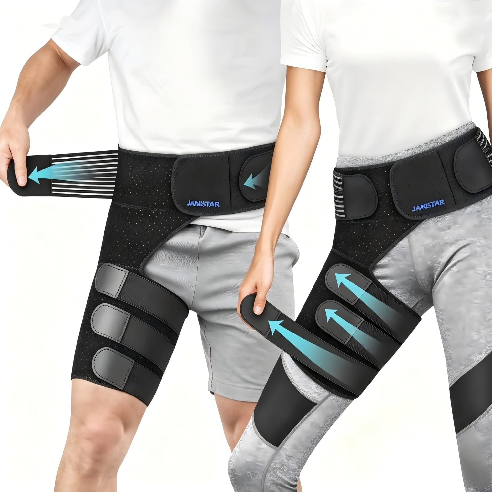 Hip Brace For Unisex Thigh, Groin, Hamstring Compression Sleeve One Size, Right