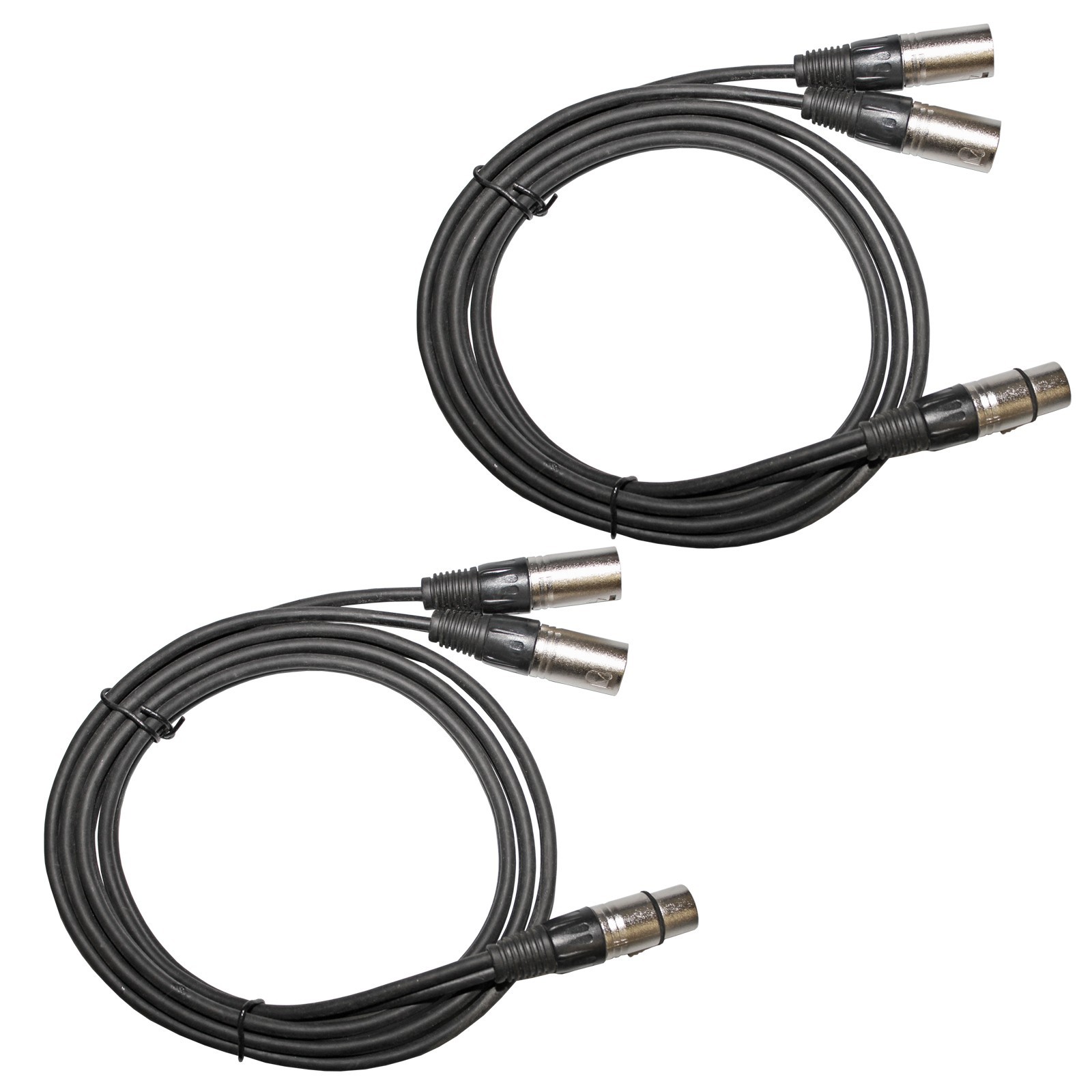 2 XLR pin female jack to dual male plug Y balanced patch cable splitter 3ft foot