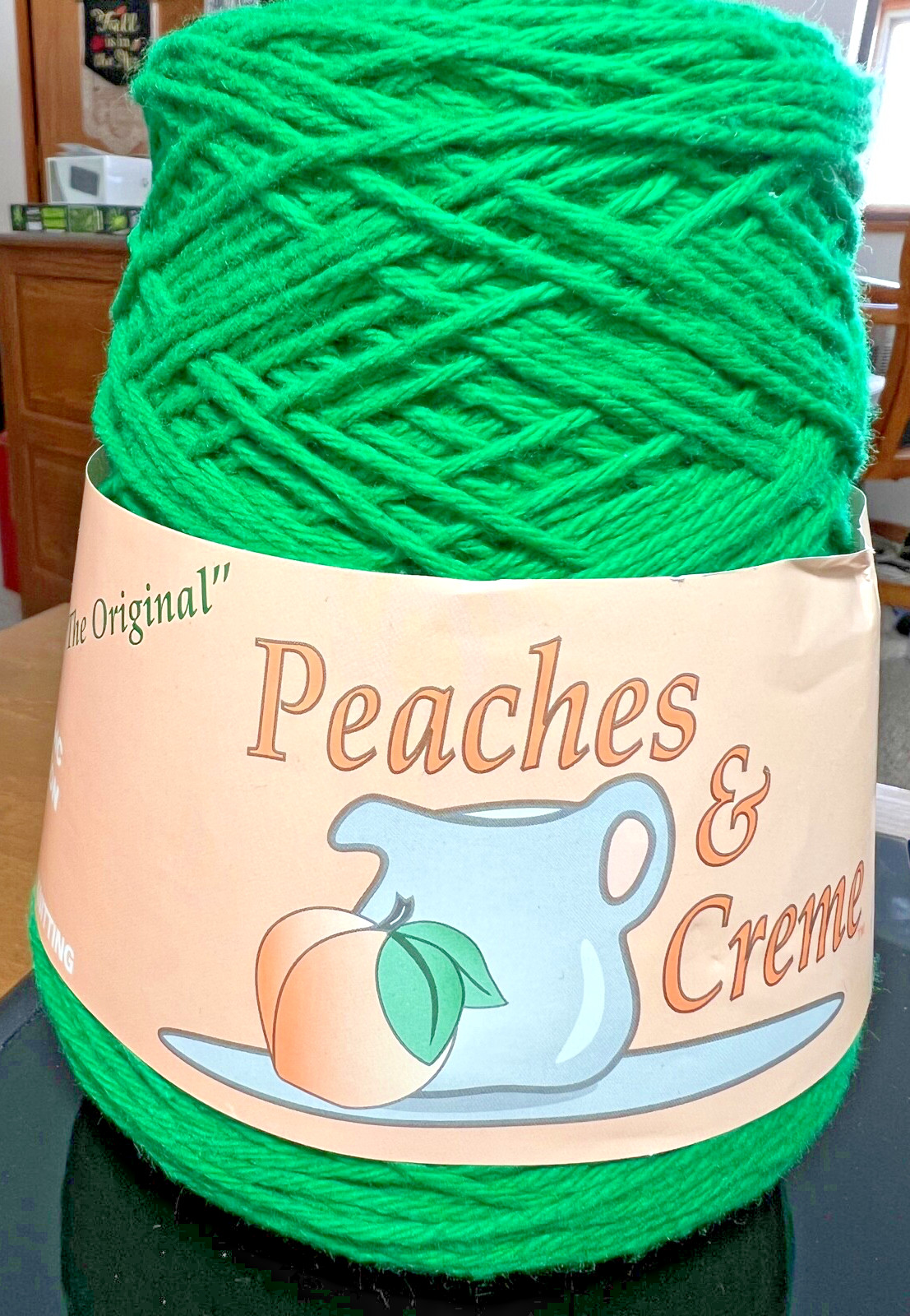 Peaches & Creme Cotton Yarn NEW 14 Oz Cone #62 Emerald Green Made in USA