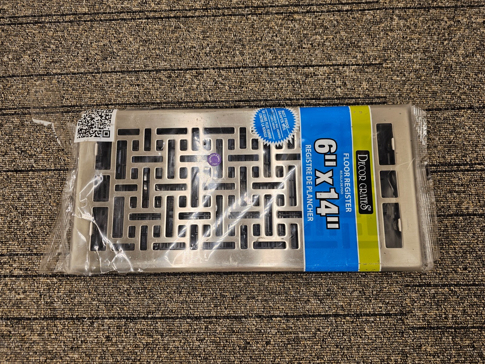 Decor Grates Oriental Floor Register, 6-Inch by 14-Inch, Nickel Steel AJH614-NKL