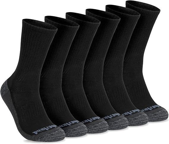 Timberland 6 Pair-Men's Comfort Crew-Arch Support-Padded-Moisture Control-(9-12)