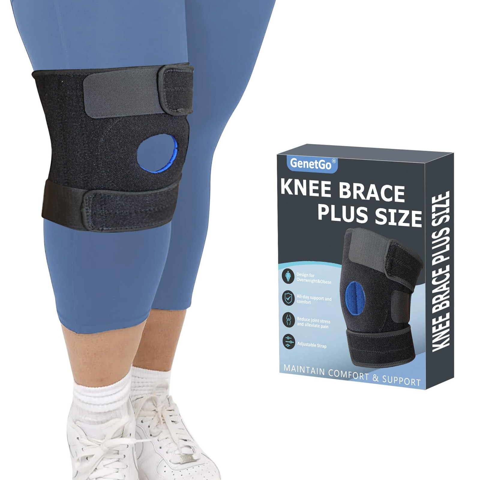 Plus Size Knee Brace for Obese Women & Men  Adjustable Knee Support for Menis...