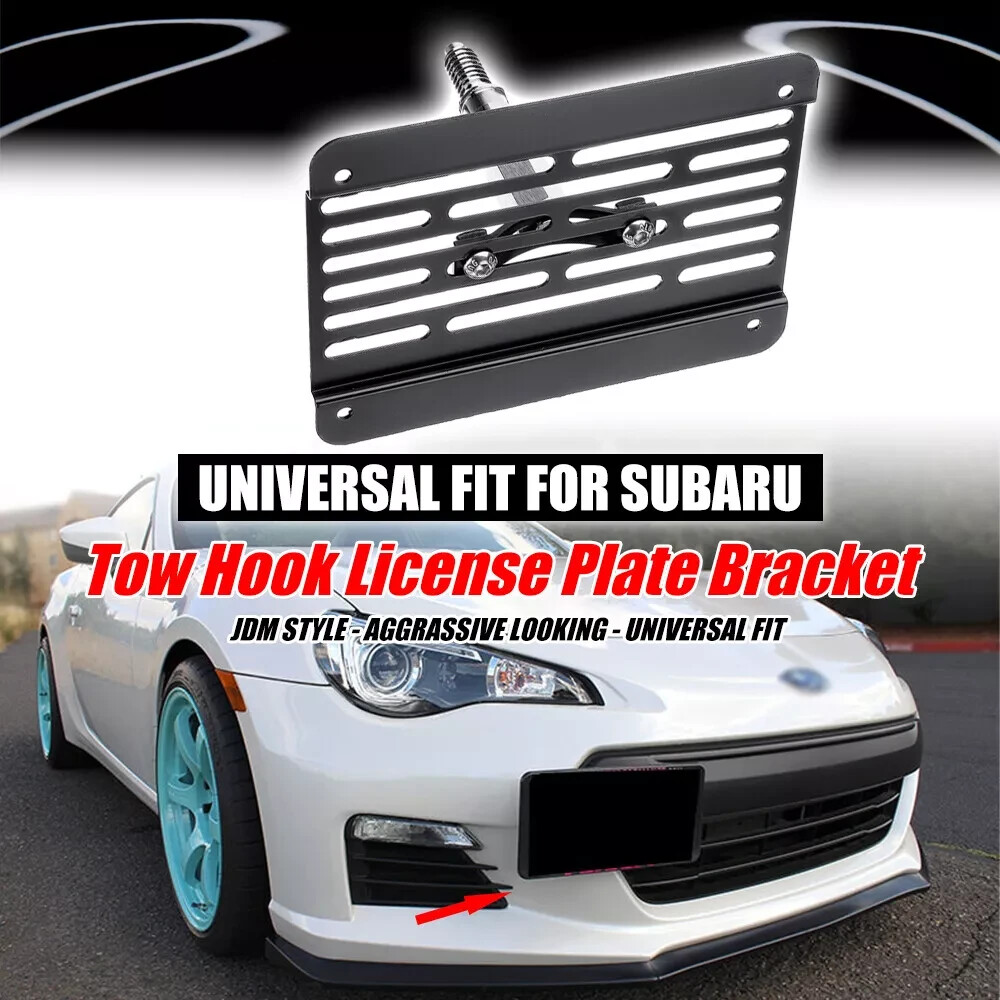 For Subaru WRX STI Front Bumper Tow Hook License Plate Relocator Bracket Mount