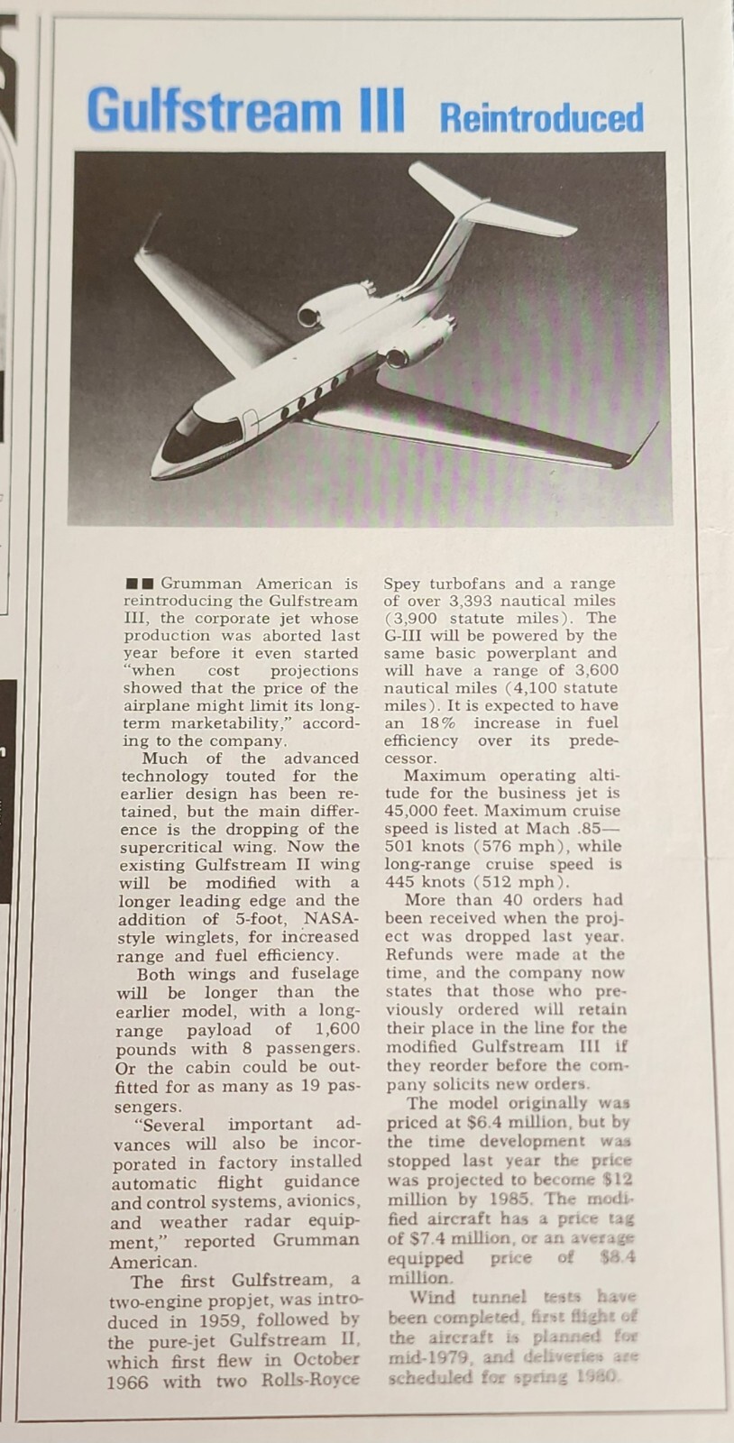 Grumman Gulfstream Picture Aircraft Magazine Ad 1978 Aviation Decor