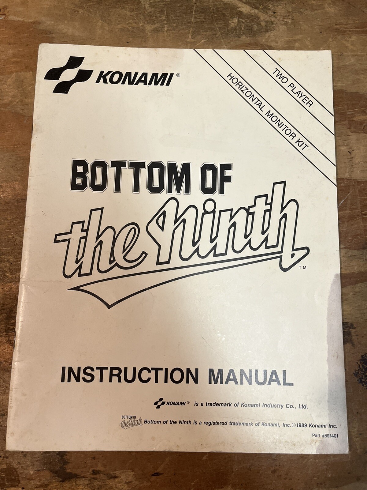 BOTTOM OF THE NINTH ORIGINAL VIDEO ARCADE GAME SERVICE MANUAL 1989