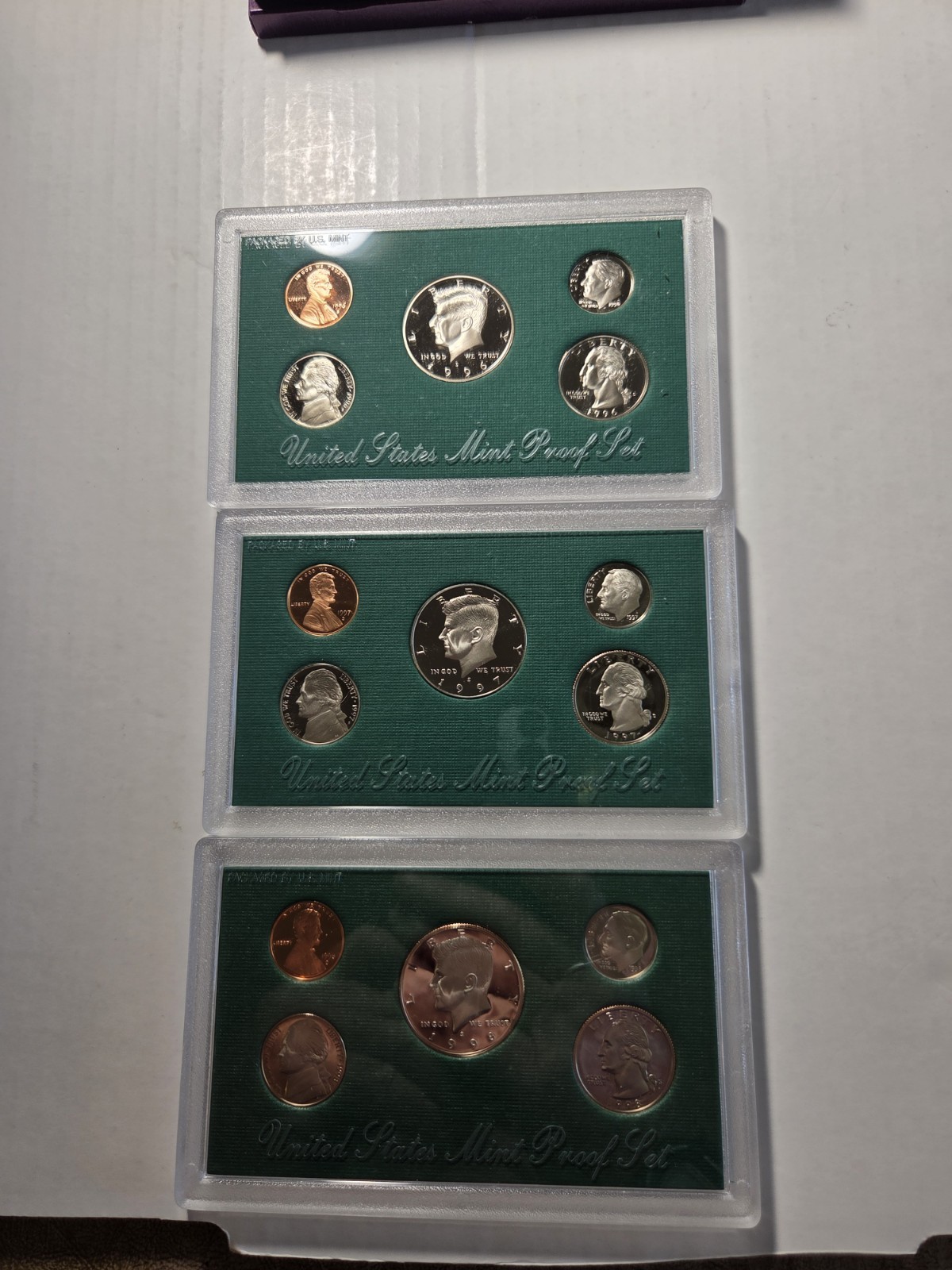 1996, 1997, 1998 United States Mint Proof Set Lot of 3 OGP & COA Complete