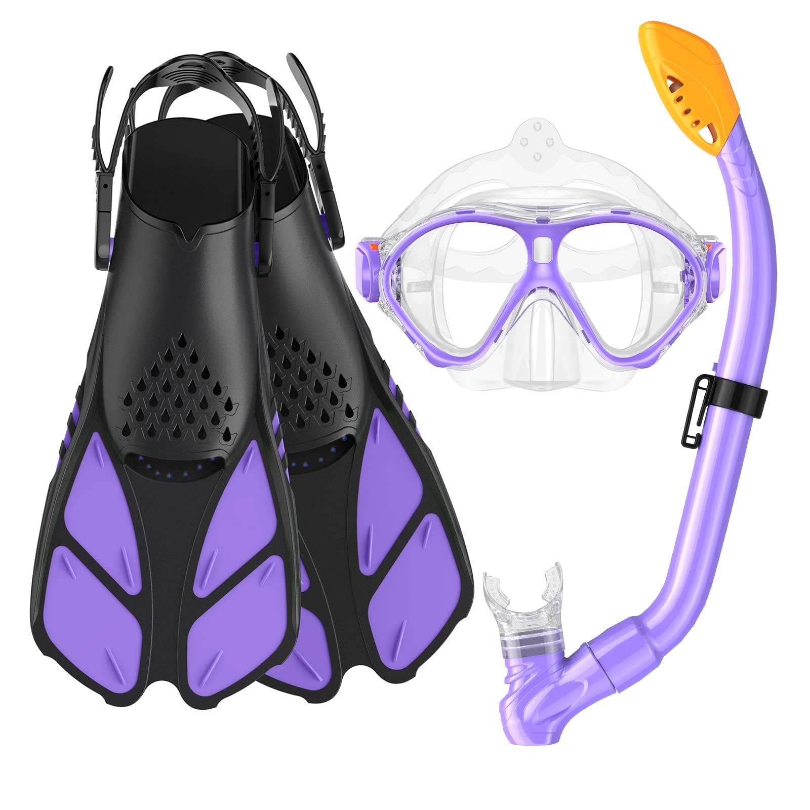 Seovediary Kids Snorkel Set Mask Fins Snorkeling Gear For Kids Anti-Fog Swim