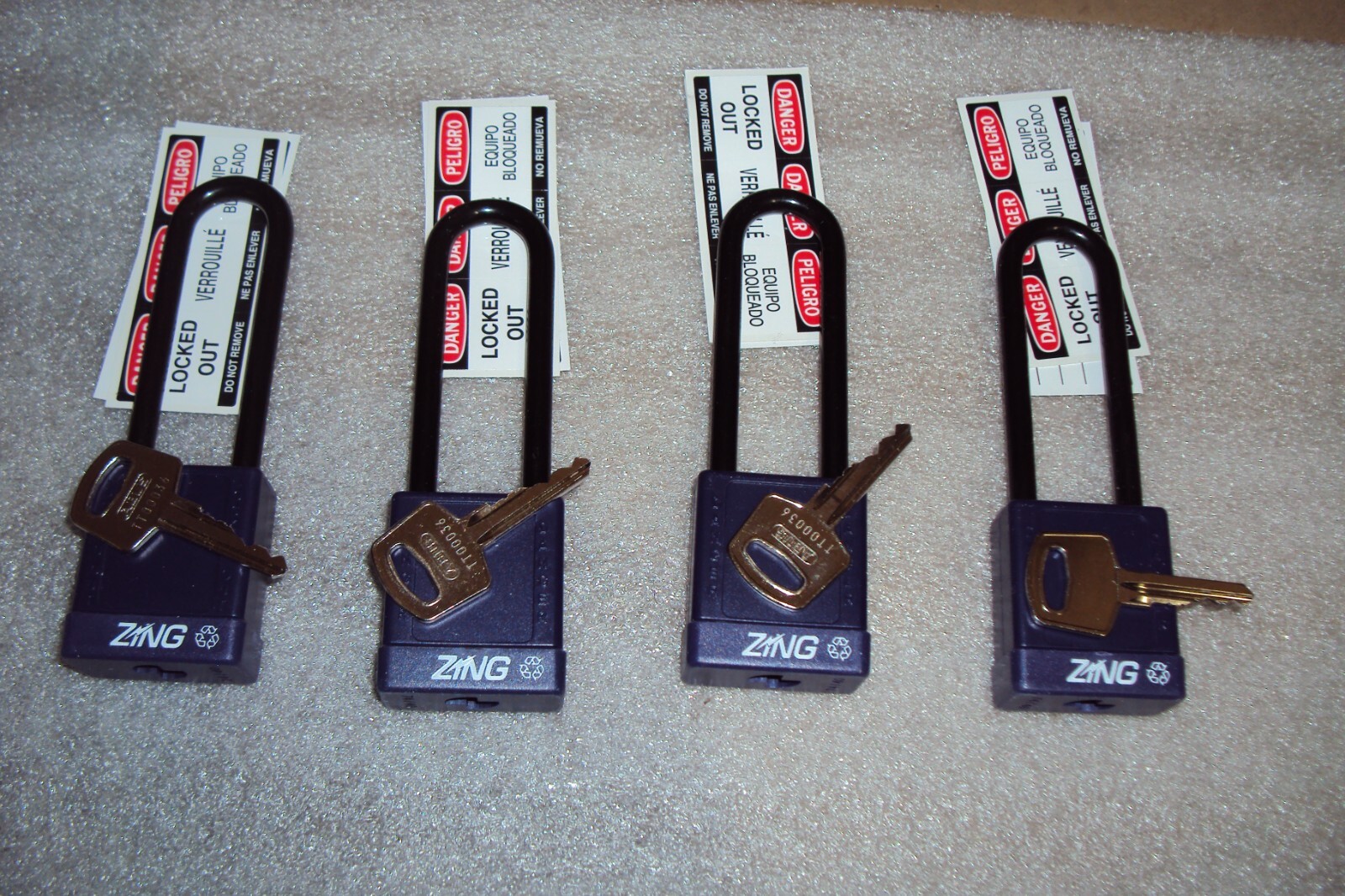 ZING 7057 Lockout Padlock: Keyed Alike, Aluminum, Std Body Body Size, (PK/4)