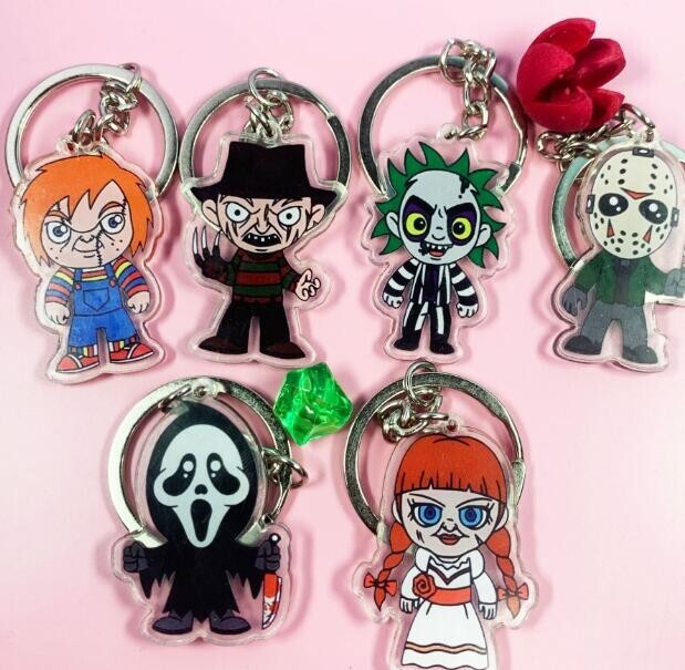 lot 20pcs Halloween Skull mix Acrylic Keychain Key Chain Girls boy Keyring gifts