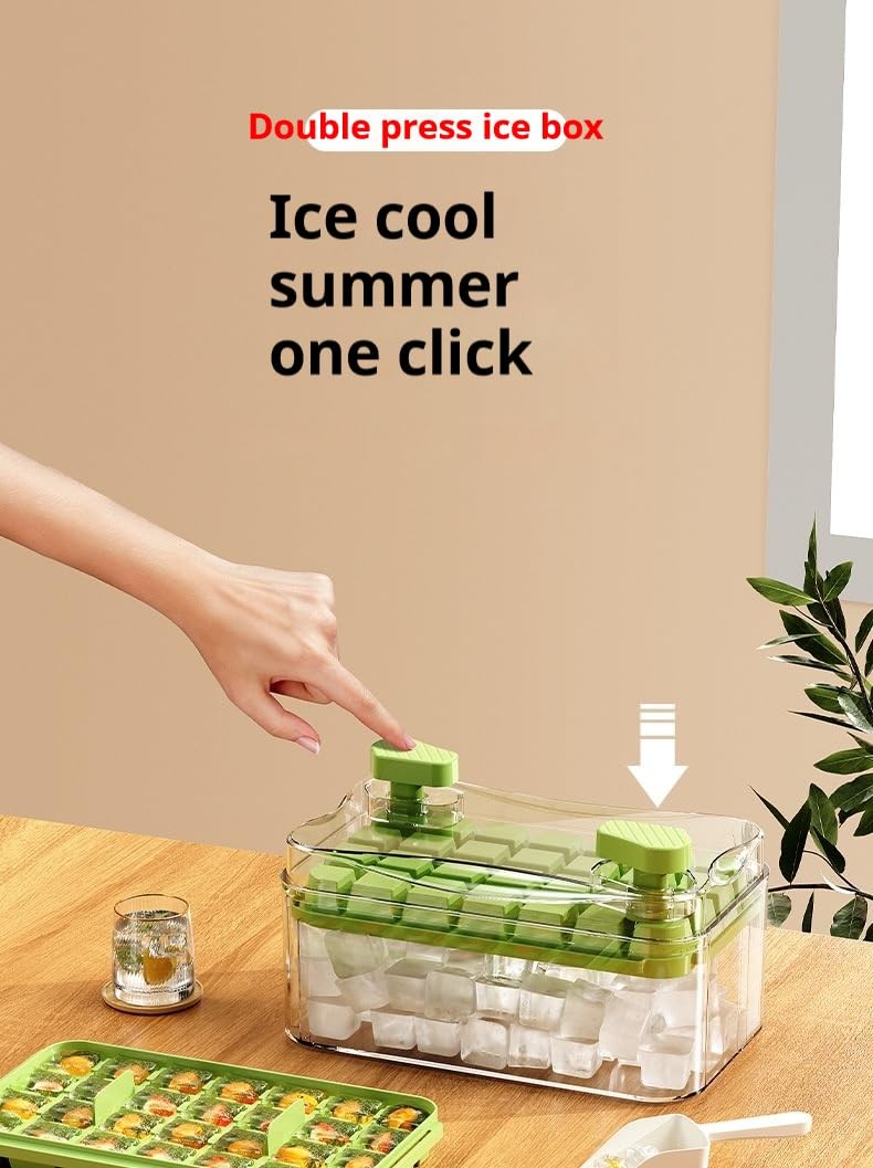 Transparent green double press ice box - large capacity plastic ice tray for ...