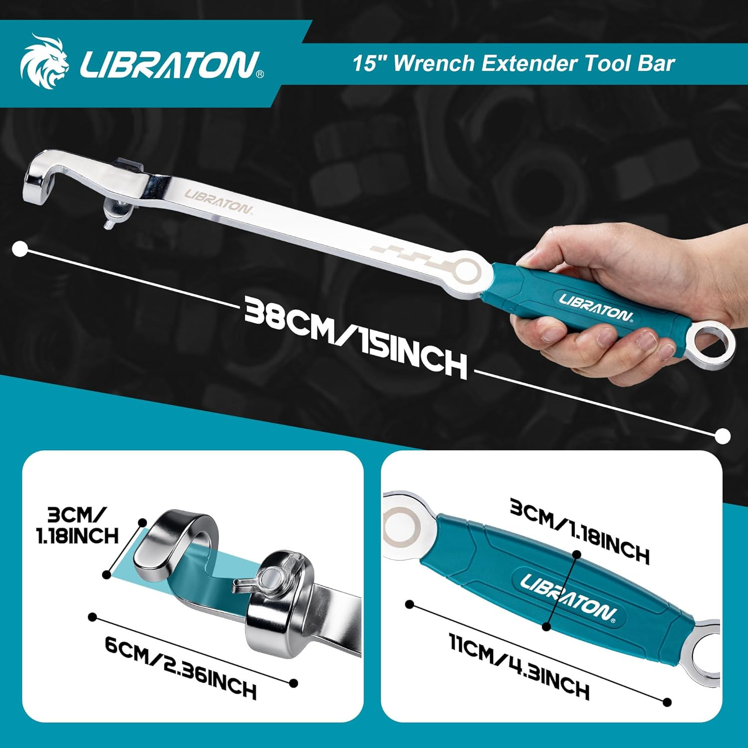15" Extender Tool Bar, Heavy Duty Universal Extender for Maximum Leverage, Ext