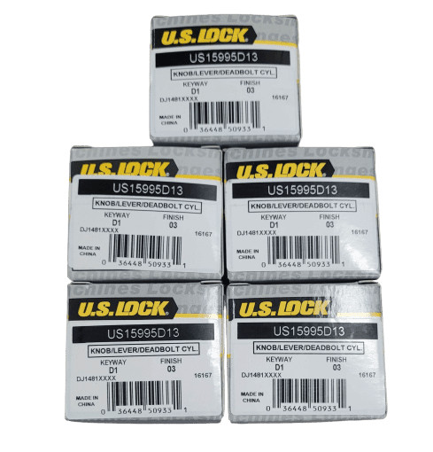 5-PACK US Lock Knob/Deadbolt CYLINDER Universal D1 Keyway Brass KA2