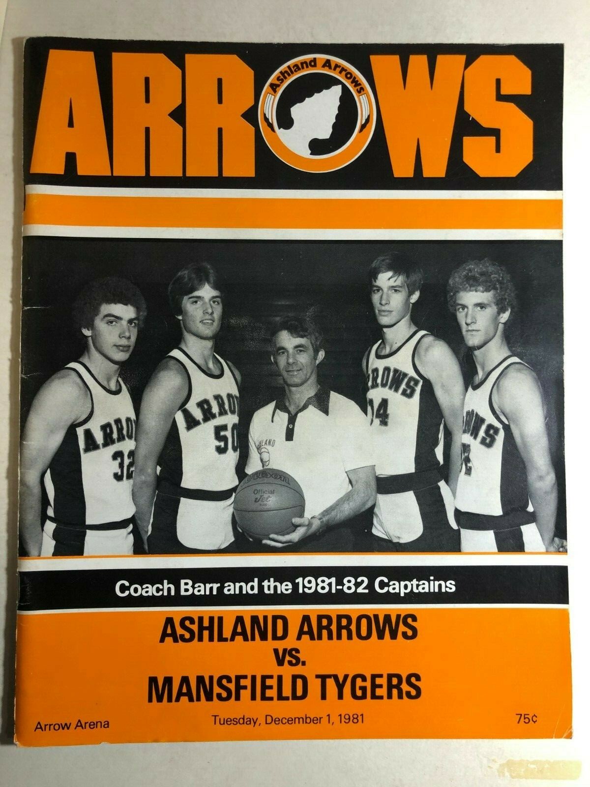 ASHLAND ARROWS vs MANSFIELD TYGERS Basketball Program December 1, 1981 OHIO