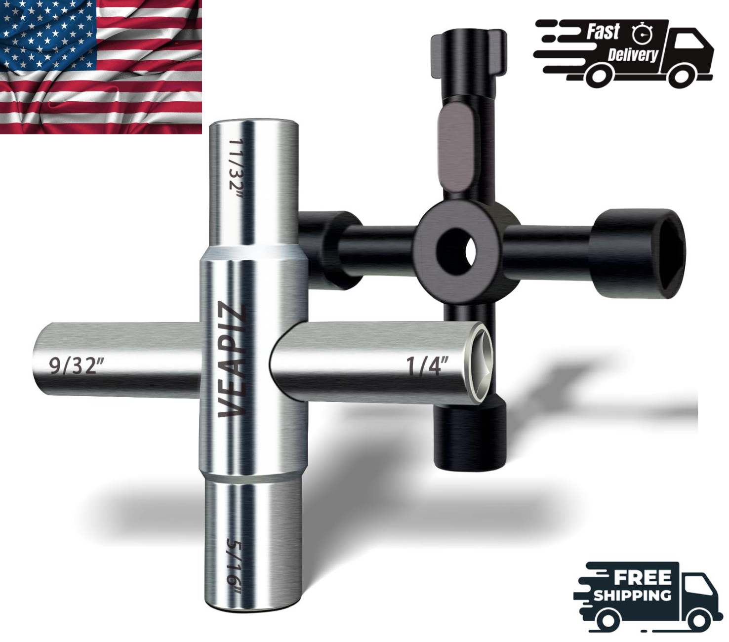 4-Way Sillcock Key For Outdoor Water Faucet Valves Residential Commercial