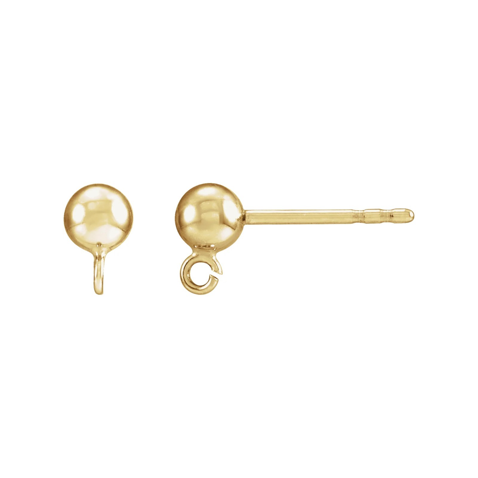 14K Yellow Gold Ball Earring Top 2 pcs