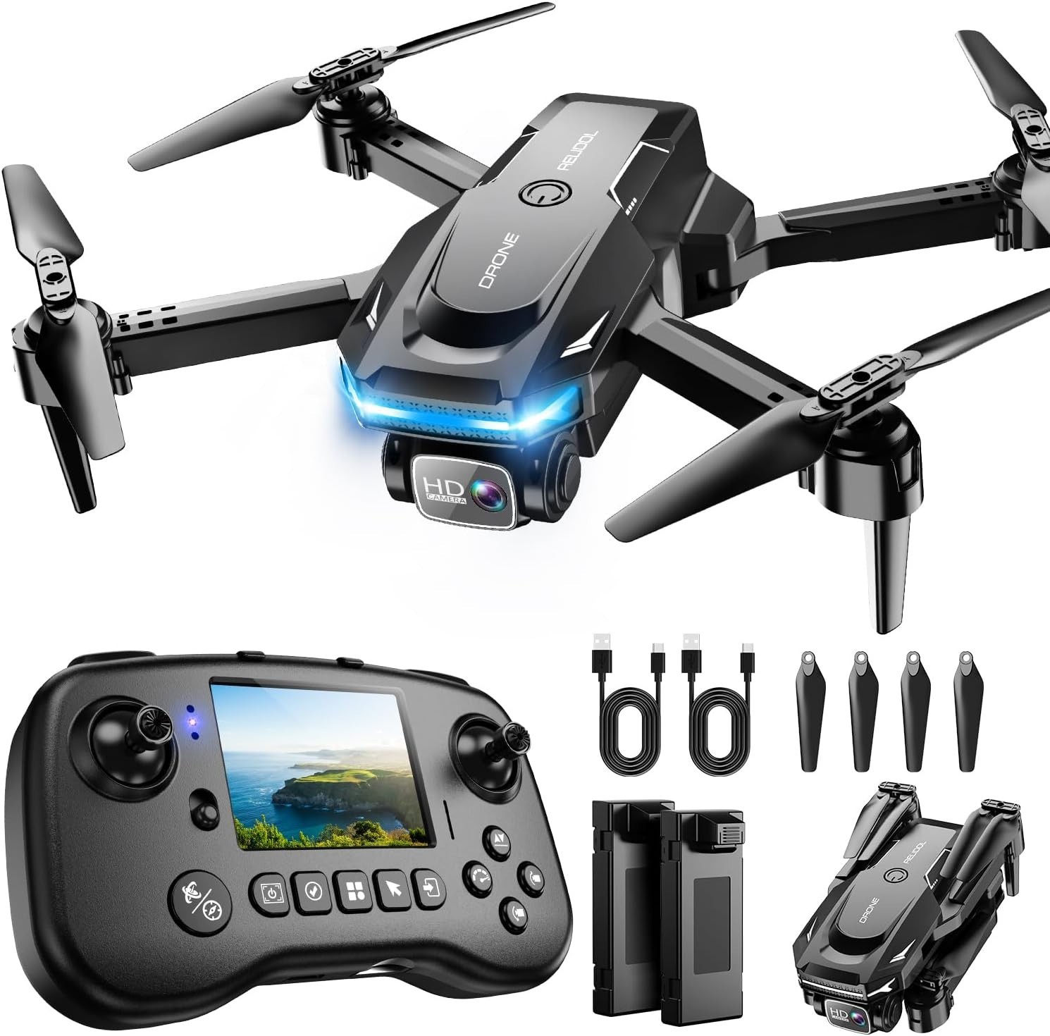 Drone with Camera-Drone with Screen on Controller for Beginners, Foldable Remote