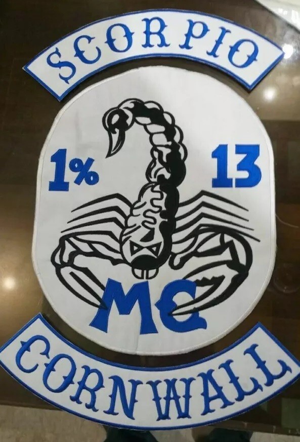 Scorpio Cornwall mc iron on embroidered set