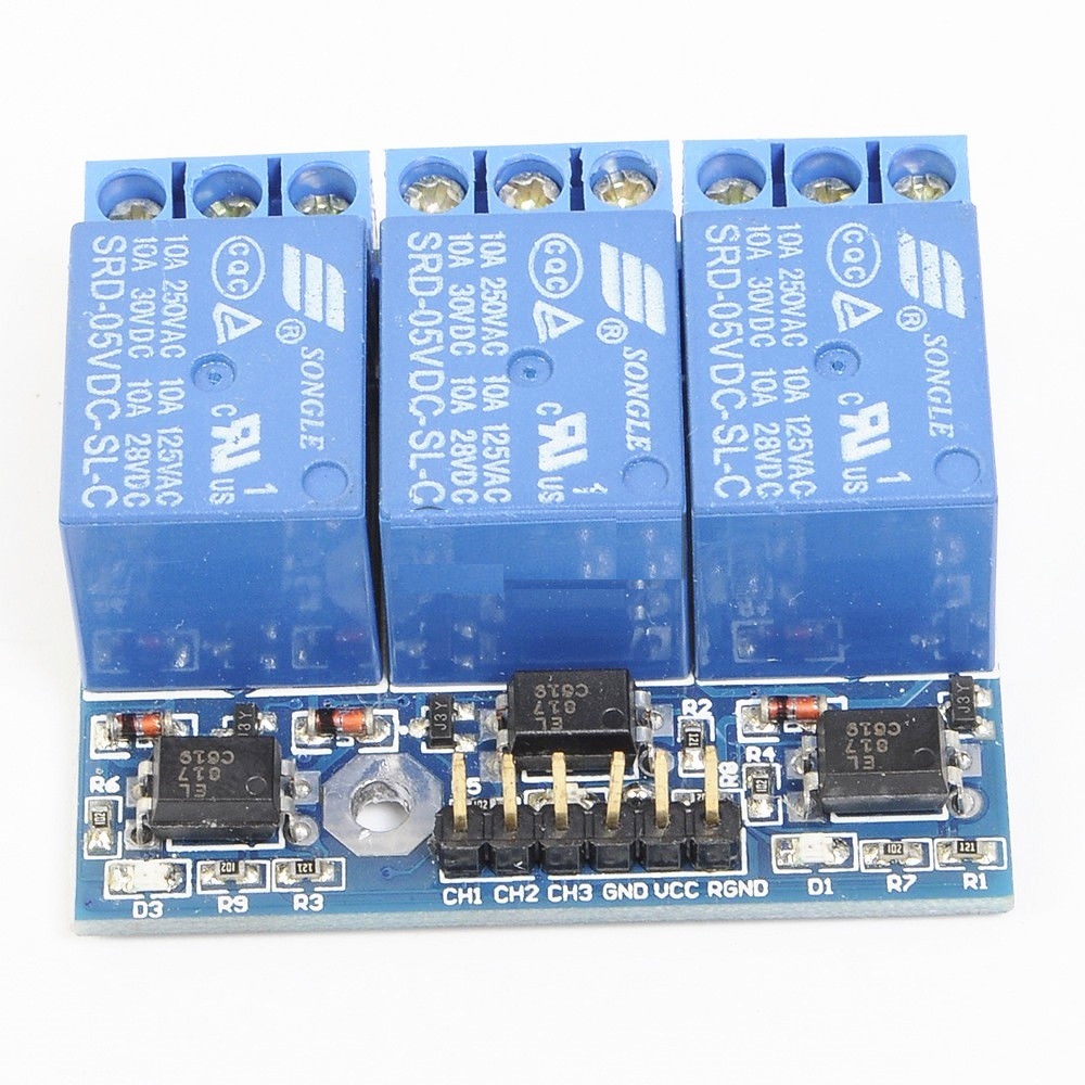 3-Channel Relay Module With Optocoupler Isolation Compatible 3.3V 5V Signal L