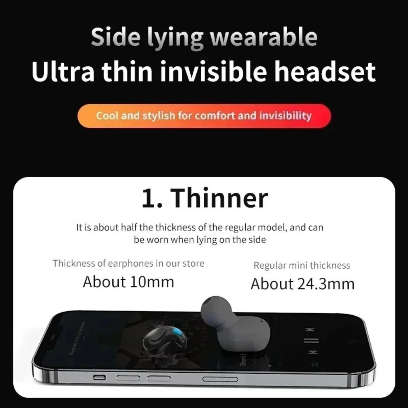 Invisible Sleep Earphone Noise Cancelling IPX5 Bluetooth Earbuds Double Wireless