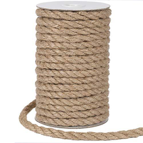 Jute Rope, 50 Feet Strong and Heavy Duty Natural Jute Twine for Gardening, 8mm